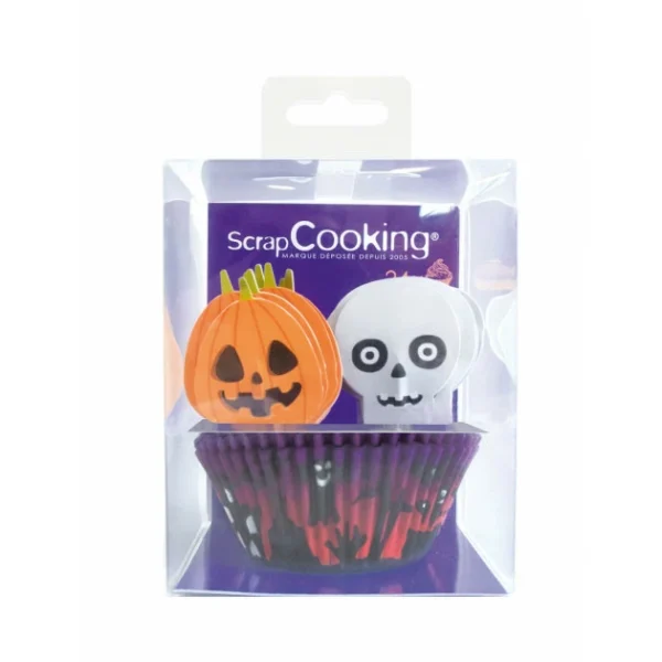 24 Caissettes Cupcake + 24 Cake Toppers Halloween Scrapcooking mode pas chere 1