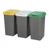 3 Poubelles De Recyclage Faite En Plastique Gris (77 X 32 X 47,5 Cm) Retour Gratuit 14