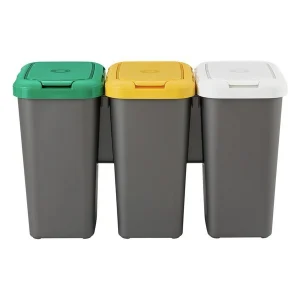 3 Poubelles De Recyclage Faite En Plastique Gris (77 X 32 X 47,5 Cm) Retour Gratuit 12