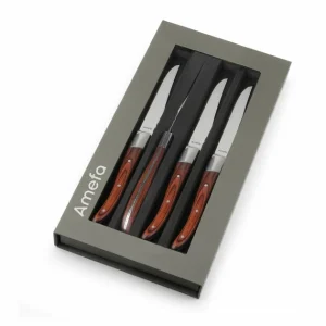 soldes officiel Coffret 4 Couteaux Steak Royal Steak Bois 22,5 Cm Amefa 9