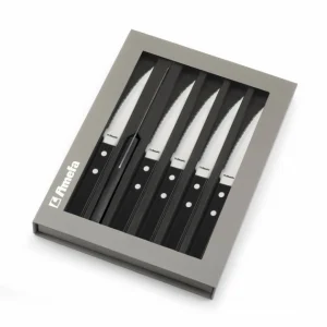 Coffret 6 Couteaux Steak Pizza Noir 21,5 Cm Amefa site pas cher 6