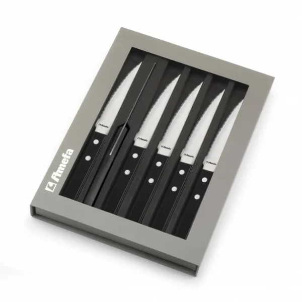 Coffret 6 Couteaux Steak Pizza Noir 21,5 Cm Amefa site pas cher 3