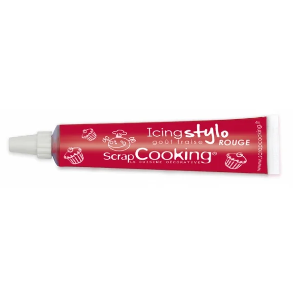 Authentic Original licence SCRAPCOOKING DLUO Courte Stylo Glaçage Rouge Goût Fraise 1